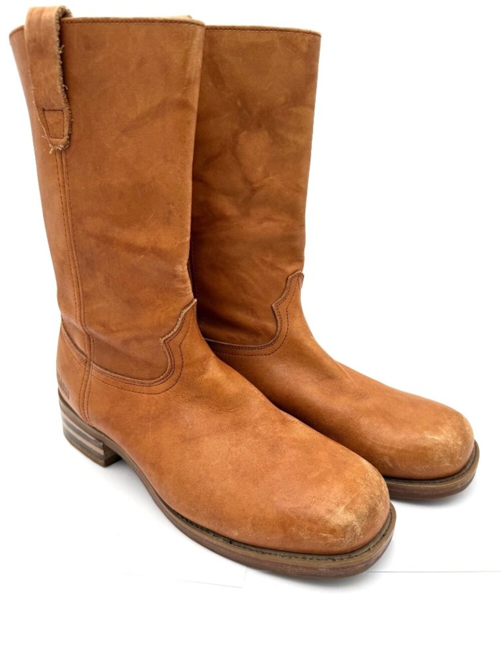 Durango Mens Tan Leather Western Boots Stacked Heel Campus Cowboy 11